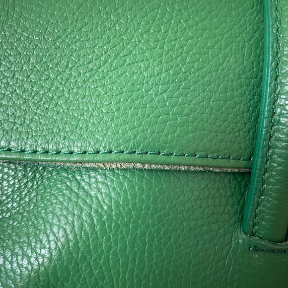 Genuine Leather Italian Green Clutch Bag with Loop Handle - Picture 2 of 5